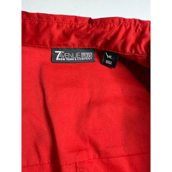 7th Avenue Design Studio New York & Company Red Button-Up Shirt With Ruched Fron - Picture 6 of 7